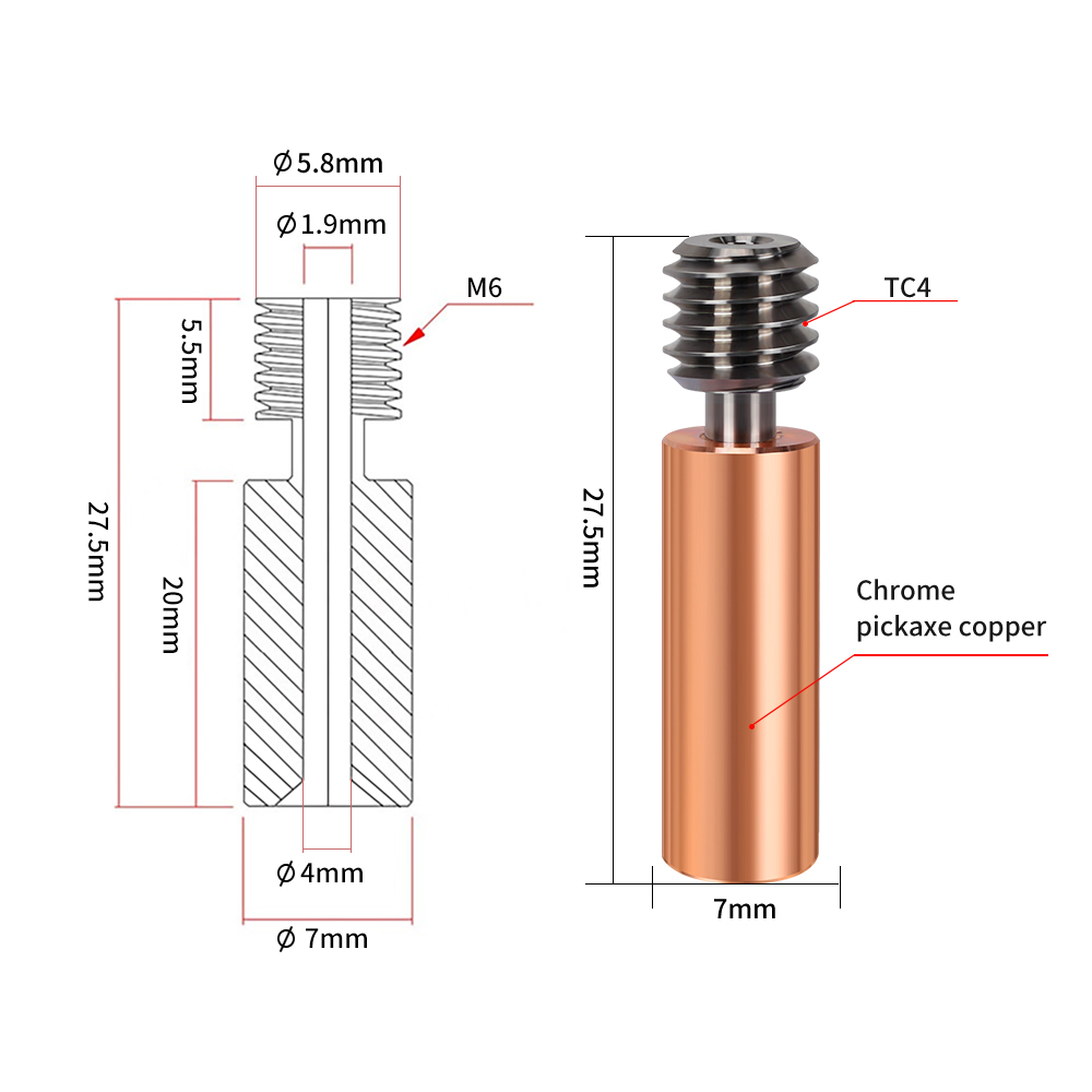 Bimetal CR10 Heatbreak ze stop – Btt Skr Mini recenzja i cena